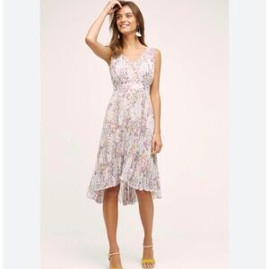 Plenty by Tracy Reese Dress Womens 4 Multicolor Floral Pleated High Low Party